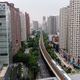 An aerial photo shows buildings and a metro train in Wuhan, China, the original epicenter of the coronavirus.